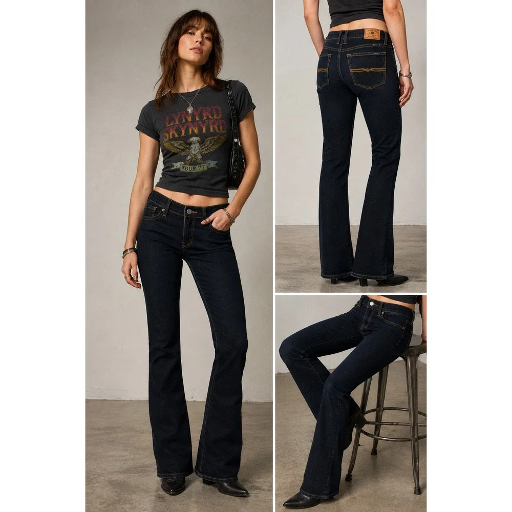 Lucky Brand Charlie Baby Boot Jeans 2/26 Long Dark Wash Stretch Bootcut Indie